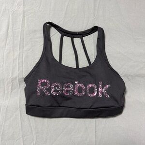 Reebok Black Sports Bra with Pink Logo Size Medium